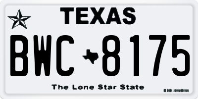 TX license plate BWC8175