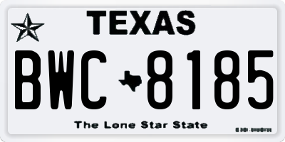TX license plate BWC8185