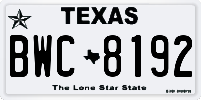 TX license plate BWC8192