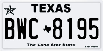 TX license plate BWC8195