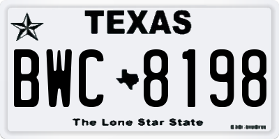 TX license plate BWC8198