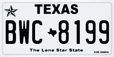 TX license plate BWC8199