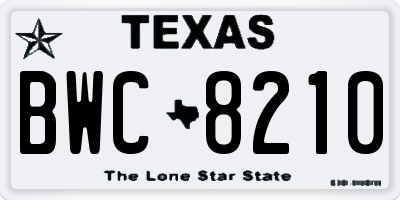 TX license plate BWC8210