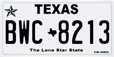TX license plate BWC8213