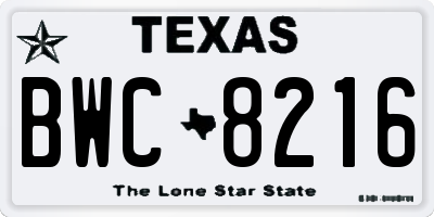 TX license plate BWC8216