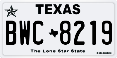 TX license plate BWC8219