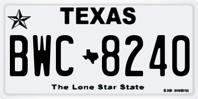 TX license plate BWC8240