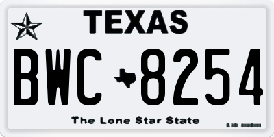 TX license plate BWC8254