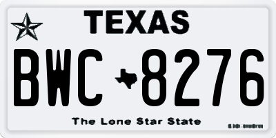 TX license plate BWC8276