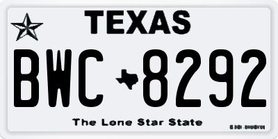 TX license plate BWC8292