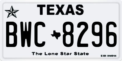 TX license plate BWC8296