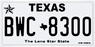 TX license plate BWC8300