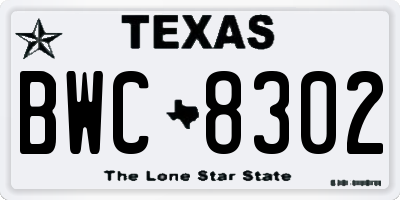 TX license plate BWC8302