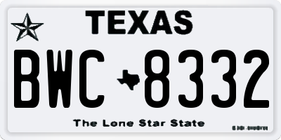 TX license plate BWC8332