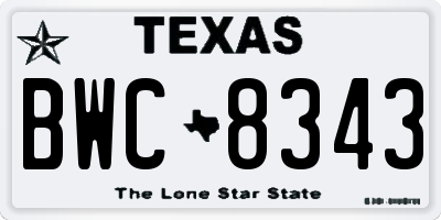 TX license plate BWC8343
