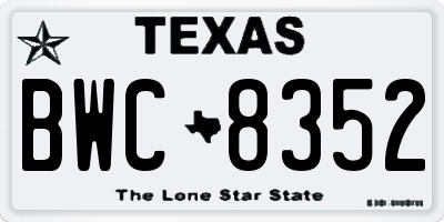 TX license plate BWC8352