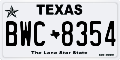 TX license plate BWC8354