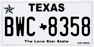 TX license plate BWC8358