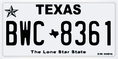 TX license plate BWC8361