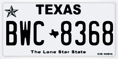 TX license plate BWC8368