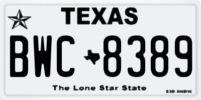 TX license plate BWC8389