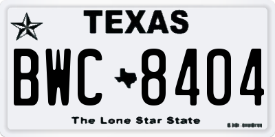 TX license plate BWC8404