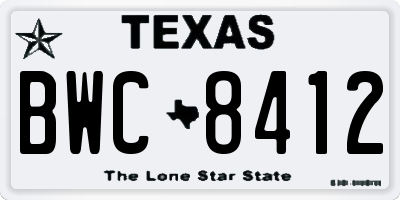 TX license plate BWC8412