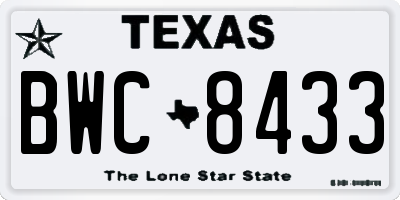 TX license plate BWC8433
