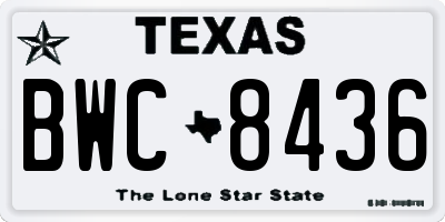 TX license plate BWC8436