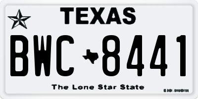 TX license plate BWC8441