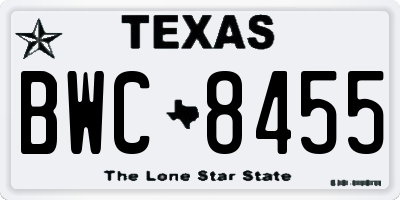 TX license plate BWC8455