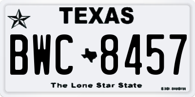 TX license plate BWC8457