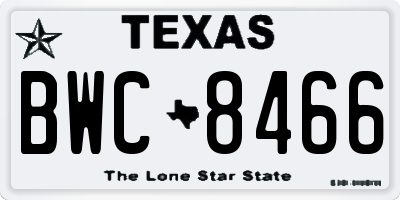 TX license plate BWC8466