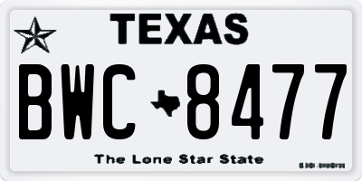 TX license plate BWC8477
