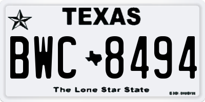 TX license plate BWC8494