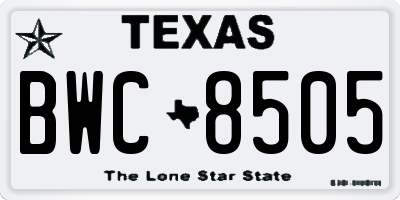 TX license plate BWC8505