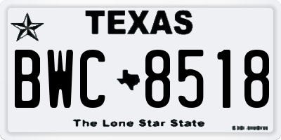 TX license plate BWC8518
