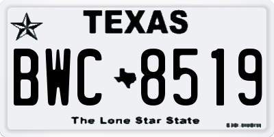 TX license plate BWC8519
