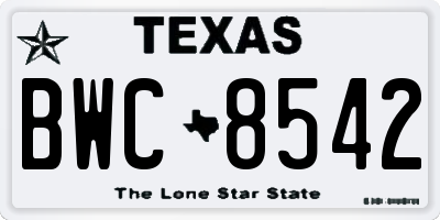 TX license plate BWC8542
