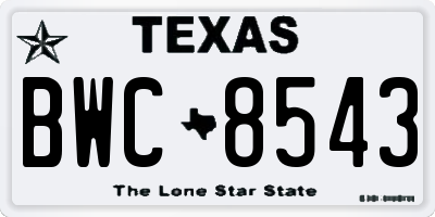 TX license plate BWC8543