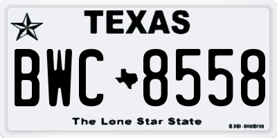 TX license plate BWC8558