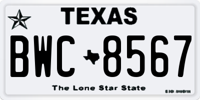 TX license plate BWC8567