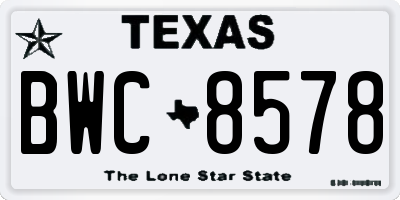 TX license plate BWC8578