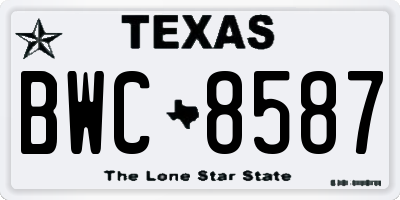 TX license plate BWC8587