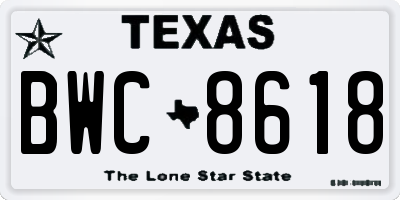 TX license plate BWC8618
