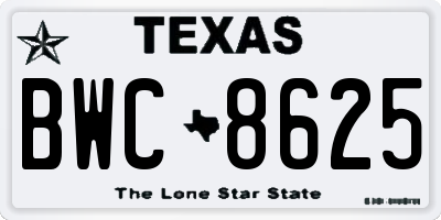 TX license plate BWC8625