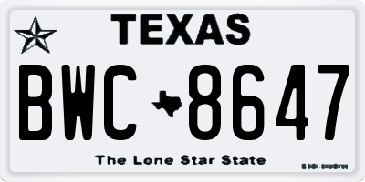 TX license plate BWC8647