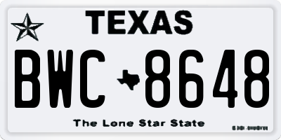 TX license plate BWC8648