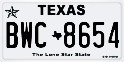TX license plate BWC8654