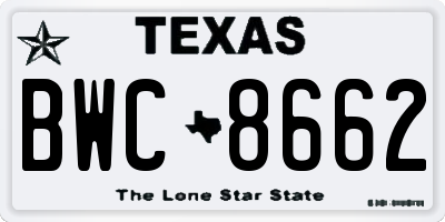 TX license plate BWC8662
